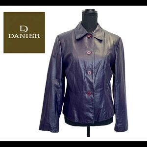 Danier Leather dark purple button front jacket size 8